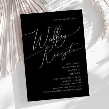 whimsical minimal script | black wedding reception invitation