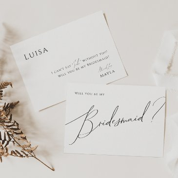 whimsical minimal script bridesmaid proposal invitations