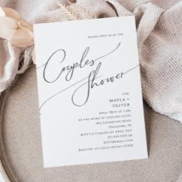 Small Whimsical Minimalist Script Couples Shower Invitation Front View
