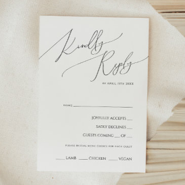 whimsical minimalist script menu choice rsvp invitations