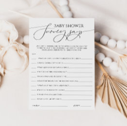 Small Whimsical Neutral Baby Shower Survey Says Invitations Front View