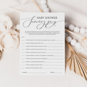 whimsical neutral baby shower survey says invitations