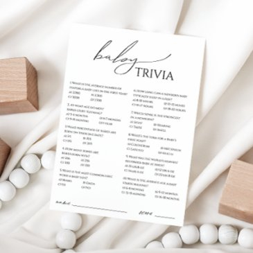 whimsical neutral baby shower trivia invitations