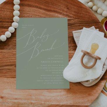whimsical sage green baby brunch invitation