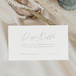 Small Whimsical Sage Green Baby Shower Diaper Raffle Enclosure Invitations Front View