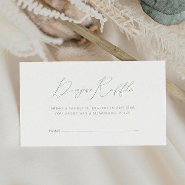 whimsical sage green baby shower diaper raffle enclosure invitations