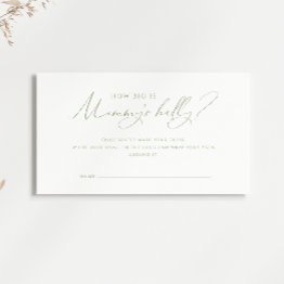 Small Whimsical Sage Green How Big Is Mommy's Belly Invitations Front View