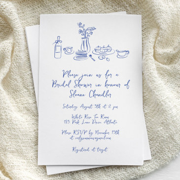 whimsical scribble doodle hand drawn bridal shower invitation