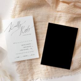 Small Whimsical Script | Black Menu Choice Rsvp Invitations Front View