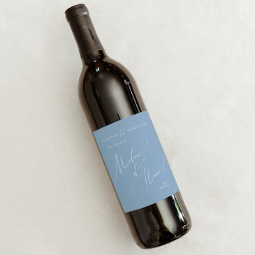 whimsical script | blue matron of honor proposal wine label