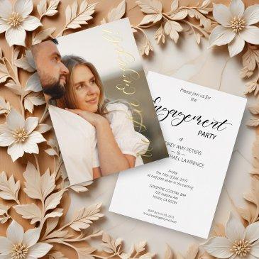 whimsical script custom photo couple engagement foil invitation