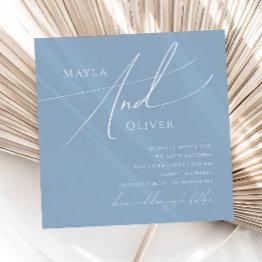 Small Whimsical Script | Dusty Blue Square Wedding Invitation Front View