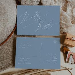 Small Whimsical Script | Dusty Blue Wedding Rsvp Postinvitations Front View