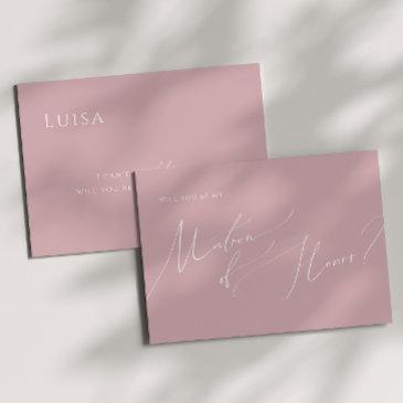 whimsical script | dusty rose matron of honor invitations