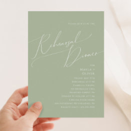 Small Whimsical Script | Sage Green Rehearsal Dinner Invitation Front View