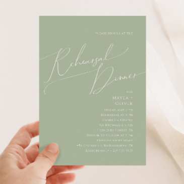 whimsical script | sage green rehearsal dinner invitation