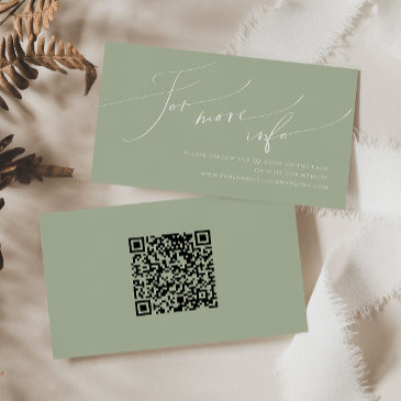 whimsical script | sage wedding qr code website enclosure invitations