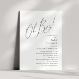 Small Whimsical Simple Oh Boy Baby Shower Invitation Front View