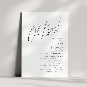 whimsical simple oh boy baby shower invitation