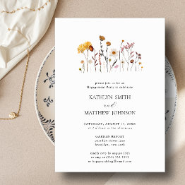 Small Whimsical Wildflower Boho Wedding Engagement Party Invitation Front View