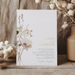 Small Whimsical Wildflower | Gold Foil Invitation Front View