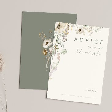 whimsical wildflower | ivory and green wedding advice card