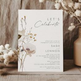 Small Whimsical Wildflower | Ivory Let's Celebrate Invitation Front View