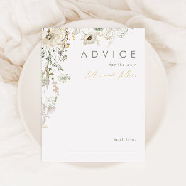 Small Whimsical Wildflower Meadow Wedding Advice Card Front View