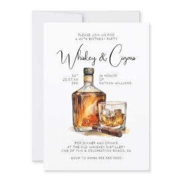 whiskey & cigars gentlemen's birthday invitation