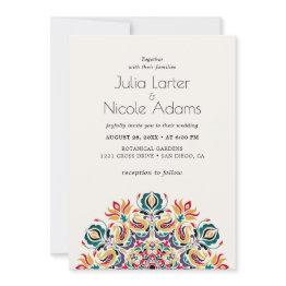 Small Whispers Lake Swan Lotus Flowers Mandala Wedding Invitation Front View