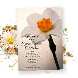 Small White Daffodil Spring Equinox Celebration Invitation Front View