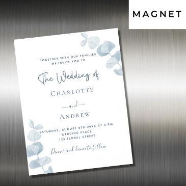 white dusty blue eucalyptus wedding luxury magnetic invitation