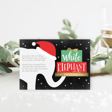 white elephant gift exchange party invitation