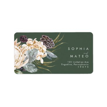 white floral | dark green wedding rsvp address label