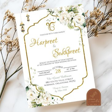 white floral roka hindu wedding ceremony invitation