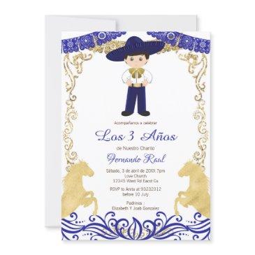 white flowers fiesta invitaciones tres anos  invitation