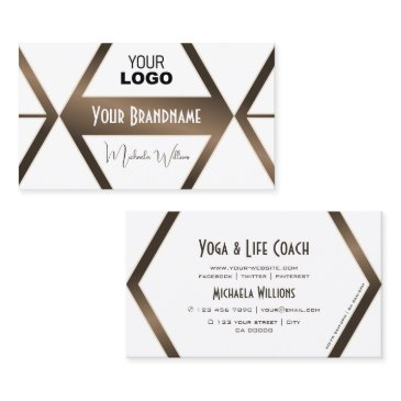 white geometric coffee brown shimmer with logo business invitations