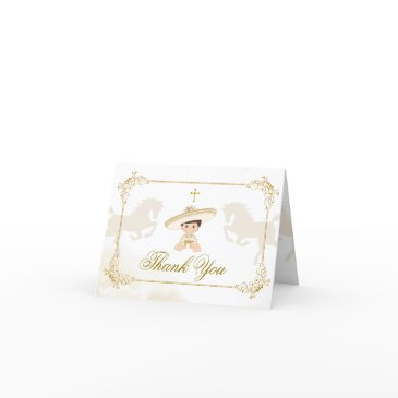 white gold mexican boy baptism & 1st birthday thank you invitations