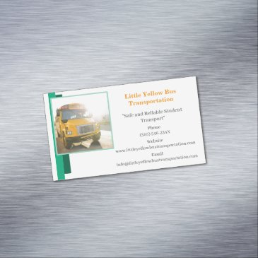 white green yellow school bus driver business invitations magnet