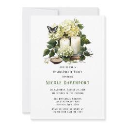 Small White Hydrangea Butterfly Bachelorette Party Invitation Front View