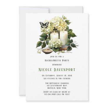 white hydrangea butterfly bachelorette party invitation