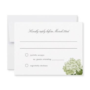 white hydrangea grand-millennial wedding rsvp invitations