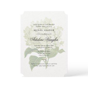 white hydrangea grandmillennial bridal shower invitation