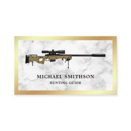 Small White Marble Sniper Rifle Gun Shop Gunsmith Business Invitations Front View