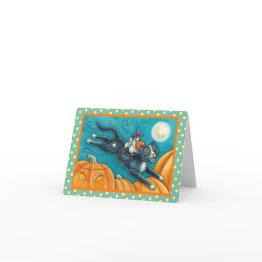 Small White Mice & Black Cat On Halloween Scavenger Hunt Invitations Front View