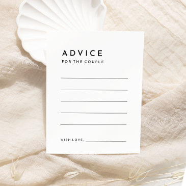 white modern bold wedding advice card