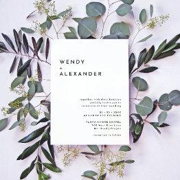 Small White Modern Bold Wedding Invitation Front View