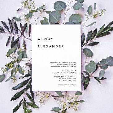 white modern bold wedding invitation