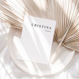 Small White Modern Minimalist Table Guest Place Invitations Front View