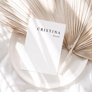 white modern minimalist table guest place invitations